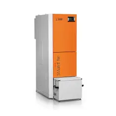 Nowoczesny piec Lazar Smart Fire w kolorze pomarańczowo-białym. Dowiedz się, jak włączyć piec Lazar.