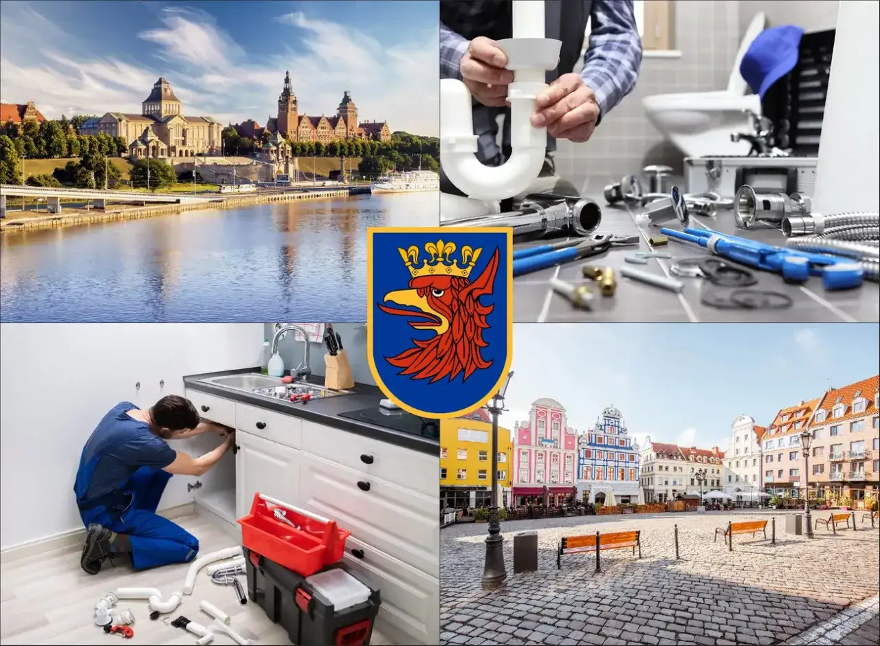Szczecin: malownicze widoki, herb miasta i hydraulik przy pracy. Sprawdź hydraulik szczecin cennik!