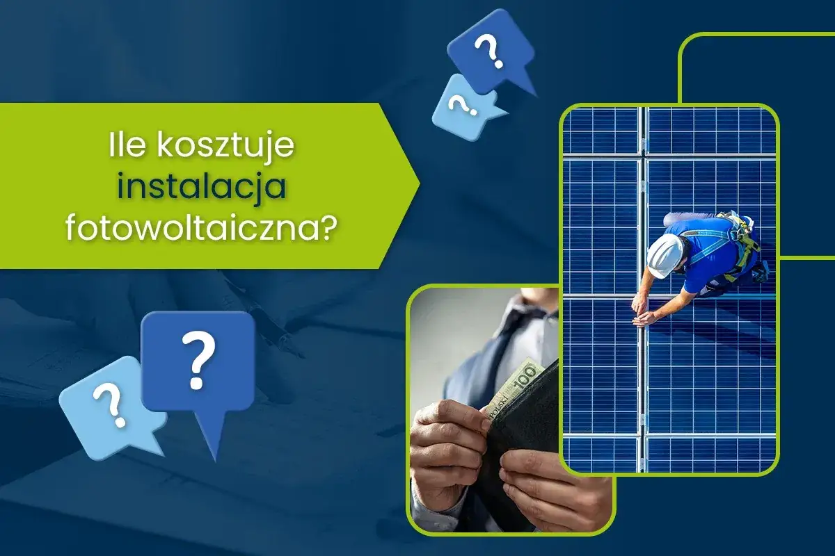 Ile kosztuje instalacja fotowoltaiczna? Pracownik montuje panele, a biznesmen chowa pieniądze.
